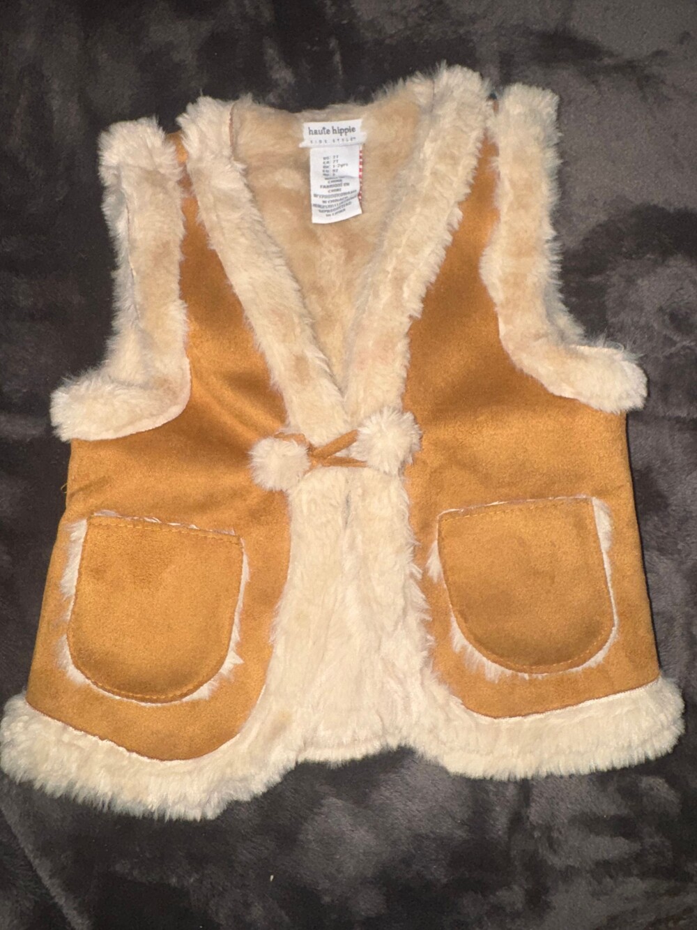 Haute Hippie Kids Style Vest 2T Tan Faux Suede Toddler